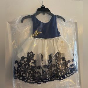 New 18mo American Princess Navy and White Dress